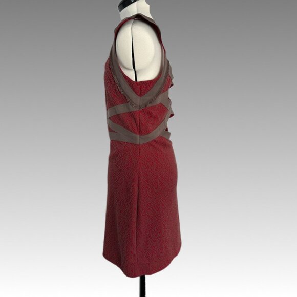Free People Cross My Heart Bodycon Cut Out Red Brown Knit Dress Large Boho Indie - Picture 11 of 12
